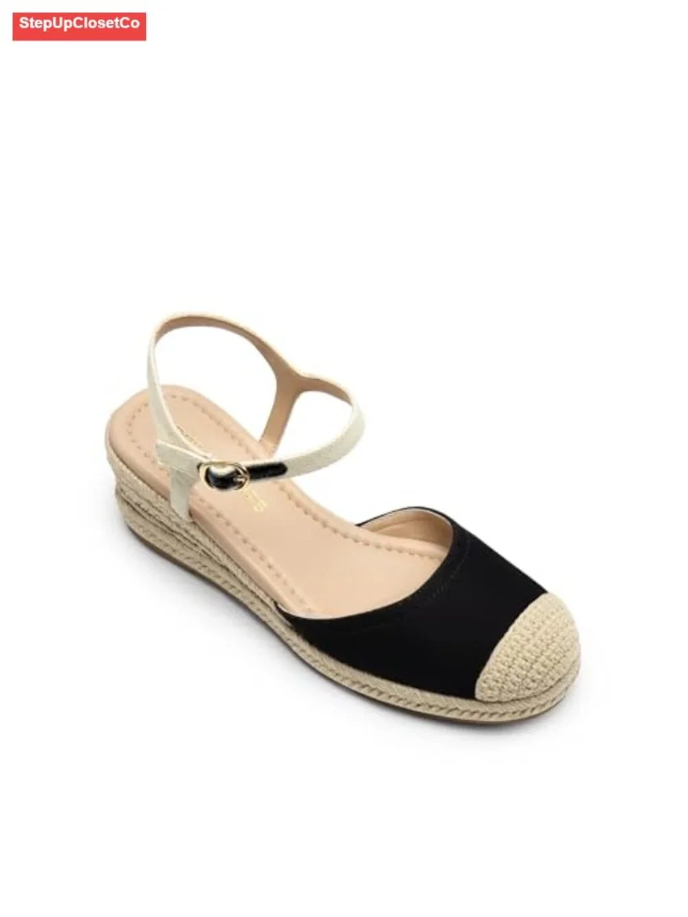 Closed Toe Espadrilles Platform Wedge Heels with Ankle Straps
